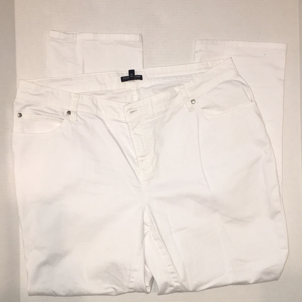 Eileen Fisher White Organic Cotton Jeans | Size 16W